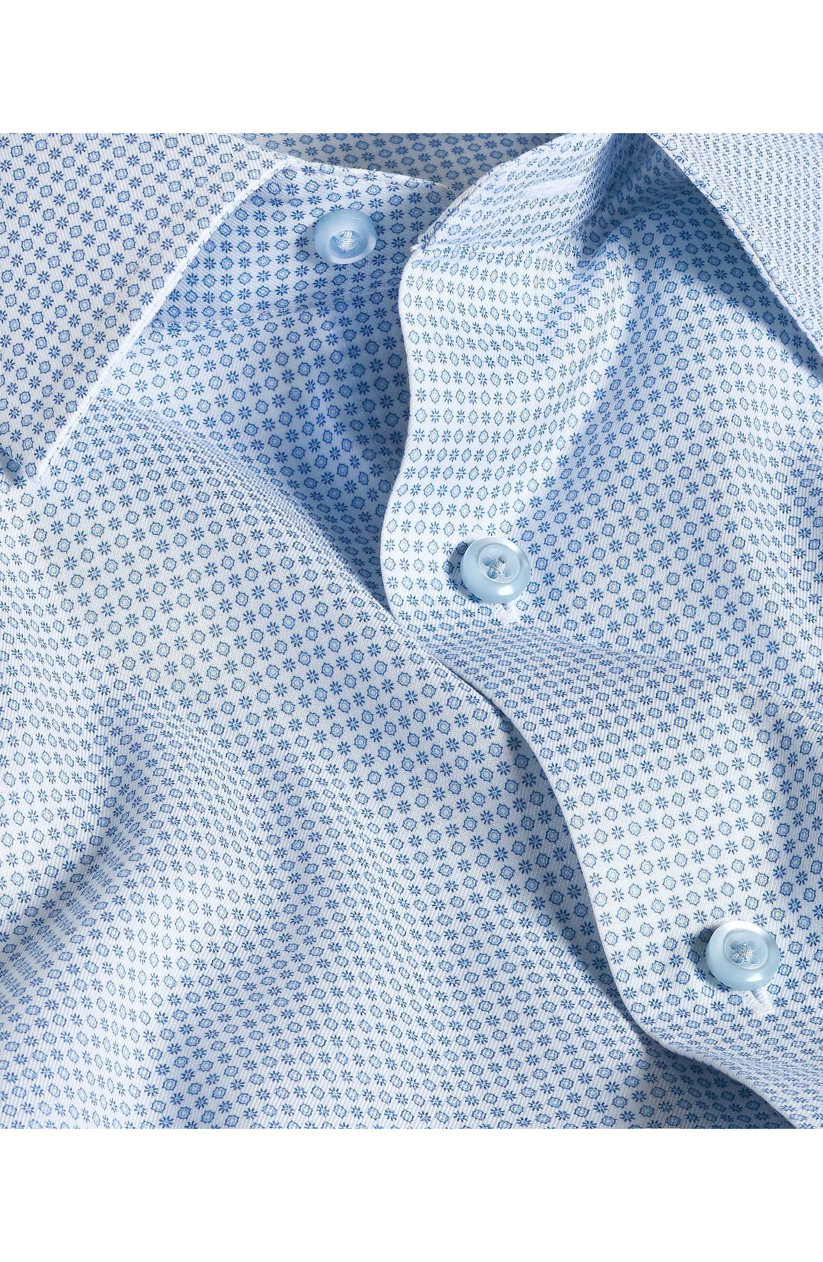 Trim Fit Light Light Blue Micromedallion Stretch Cotton Twill Dress Shirt - image 2