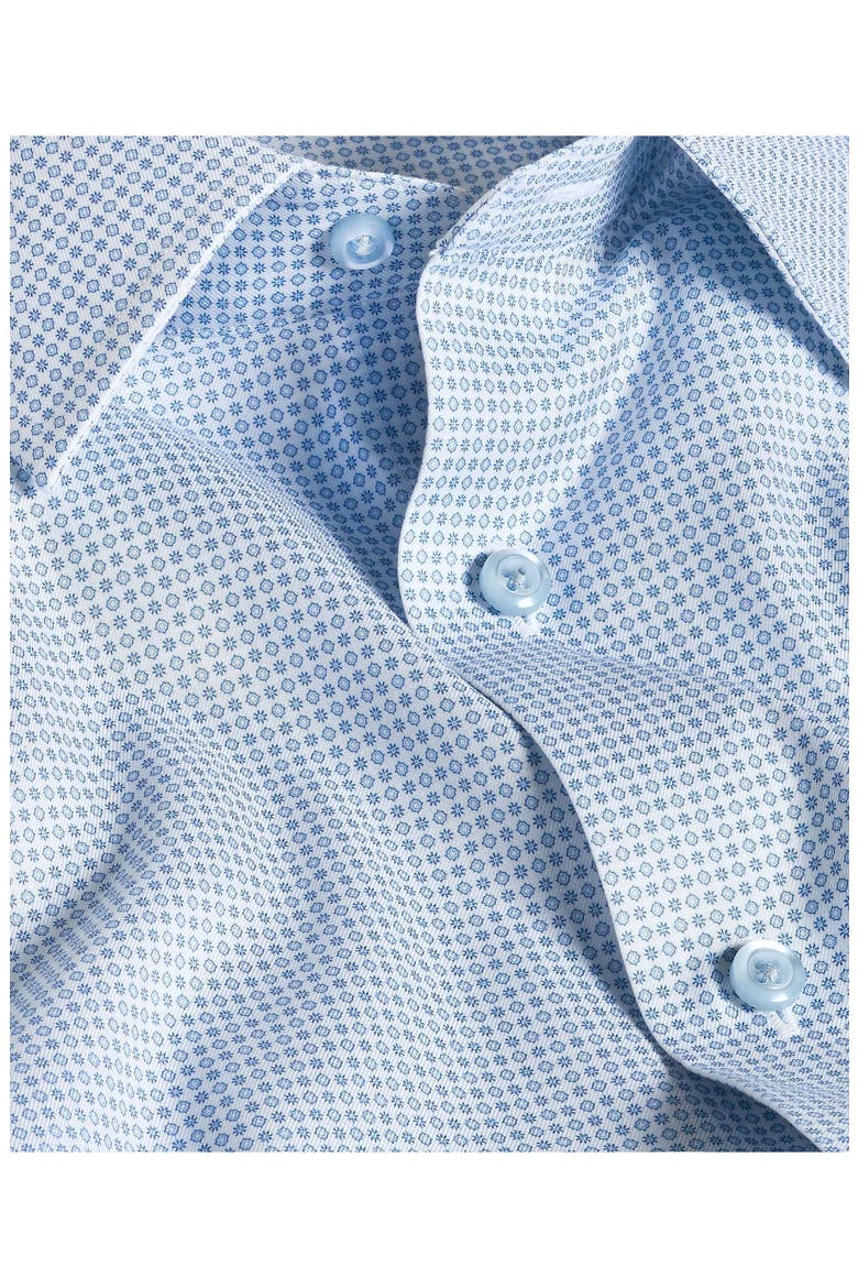Trim Fit Stretch Micro Neat Print Dress Shirt, Alternate, color, WHITE/ BLUE