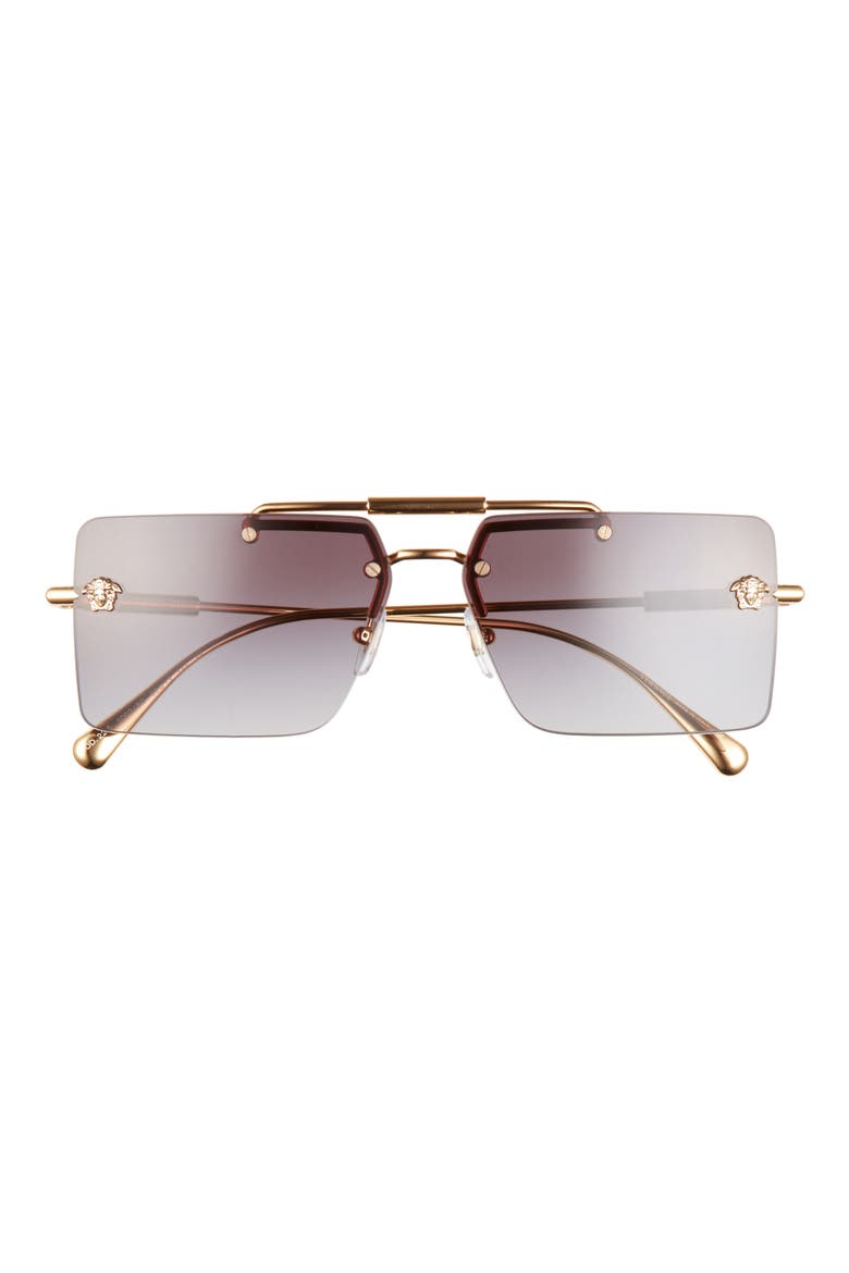 60mm Gradient Rectangular Sunglasses, Main, color, GOLD/FUCHSIA