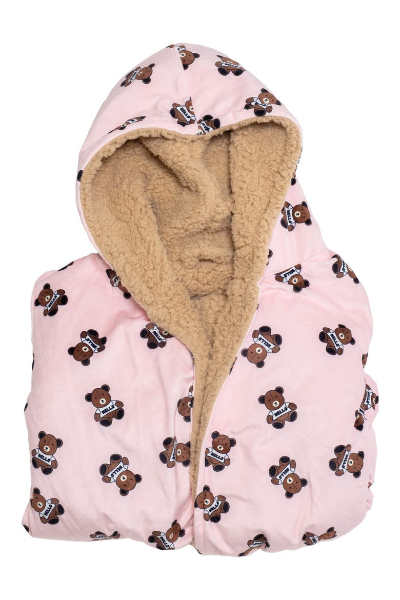 Kids' Reversible Teddy Hooded Robe, Alternate, color, IRISH CREAM