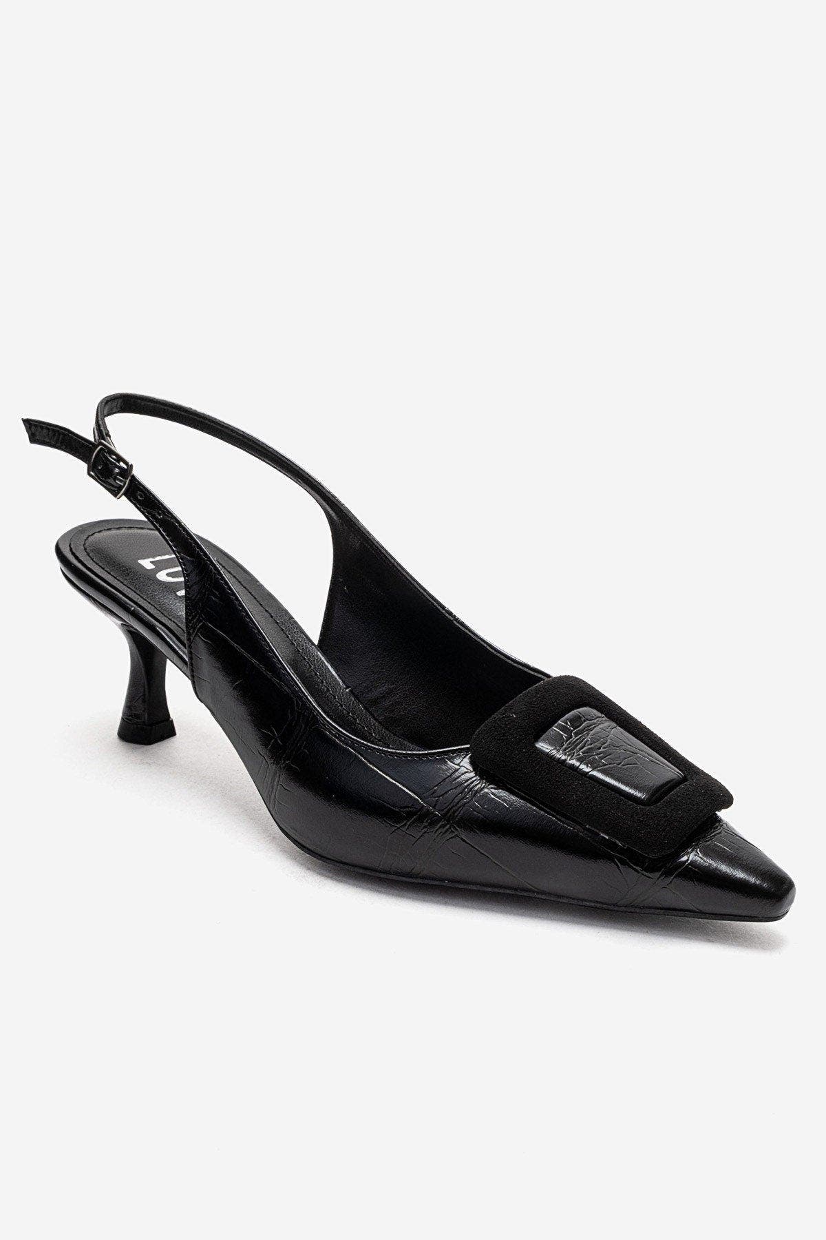 Prologue Shoes Dublin Buckle Stiletto Pump, Alternate, color, Black Print
