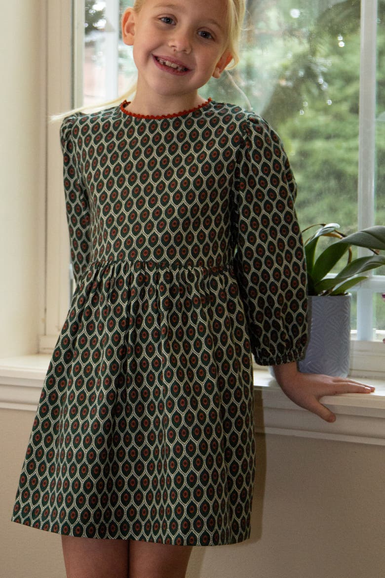 Phoebe Long Sleeves Dress, Alternate, color, Green Motif