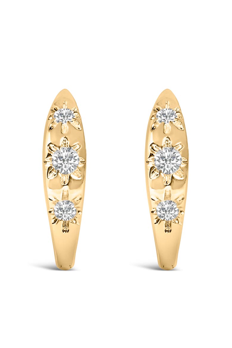 10K Gold 1/5 Cttw Lab Grown Diamond Three Stone Huggie Hoop Earrings, Main, color, Yellow