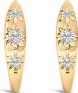 Haus of Brilliance 10K Gold 1/5 Cttw Lab Grown Diamond Three Stone Huggie Hoop Earrings