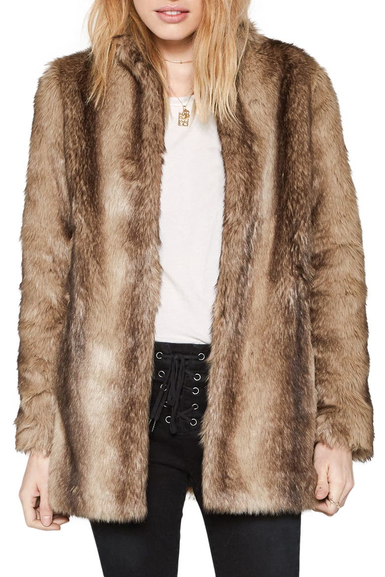 Waylon Faux Fur Jacket, Main, color, BROWN