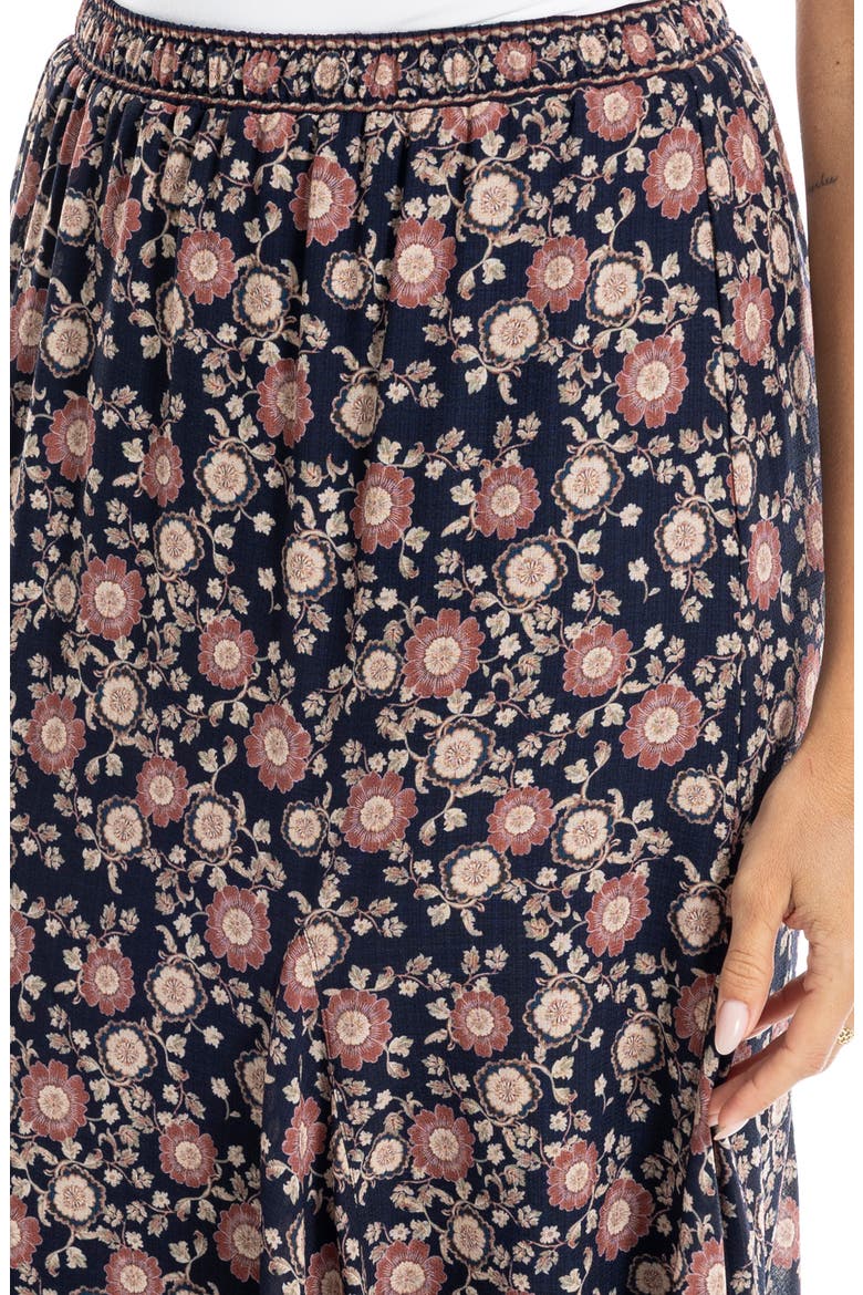 Georgette Godet Maxi Skirt, Alternate, color, DK NAVY/ RUST TAPESTRY