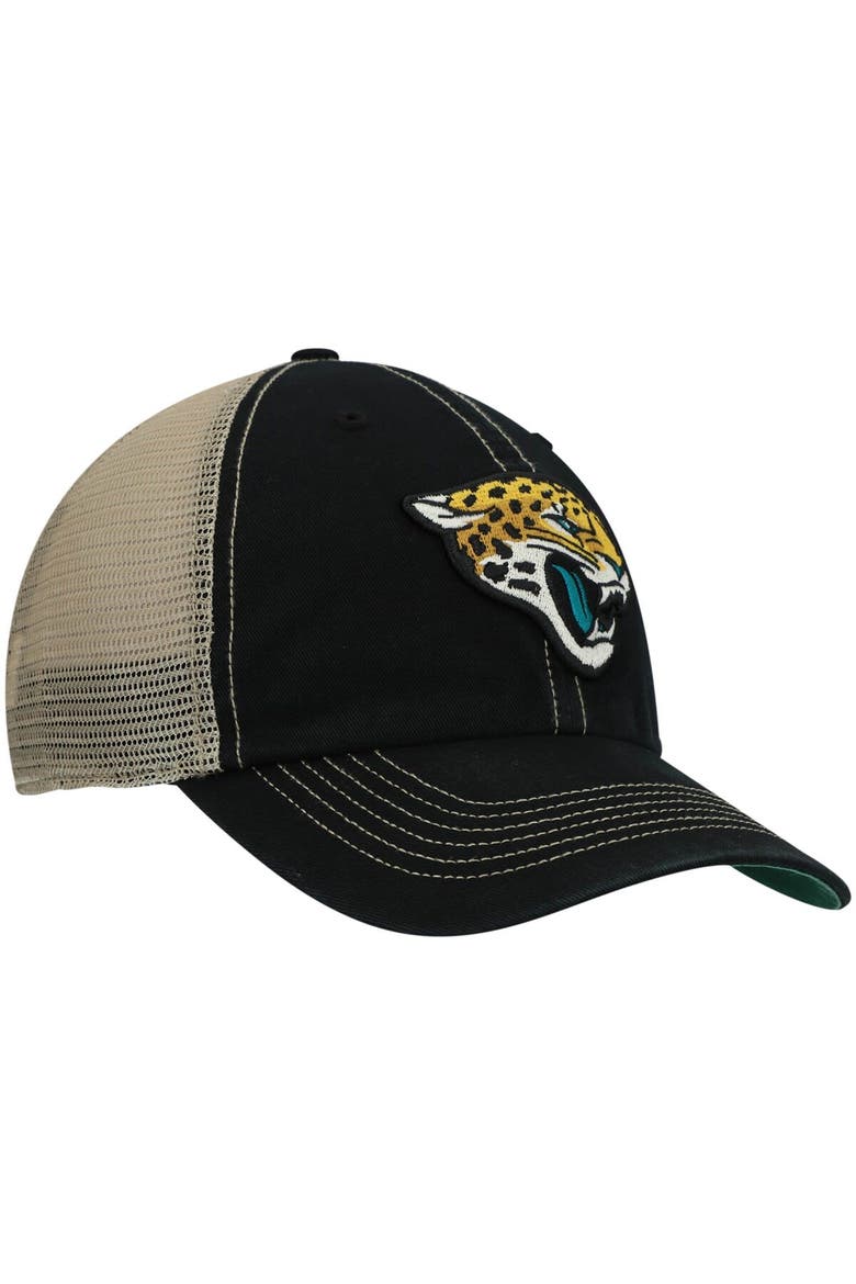 Men's '47 Black/Natural Jacksonville Jaguars Trawler Trucker Clean Up Snapback Hat, Alternate, color, Black