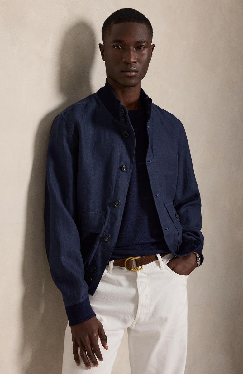 Polo Ralph Lauren Cotton & Linen Piqué Short Sleeve Sweater, Alternate, color, Bright Navy