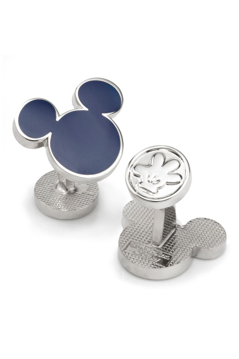 Mickey Mouse Silhouette Cuff Links, Alternate, color, BLUE