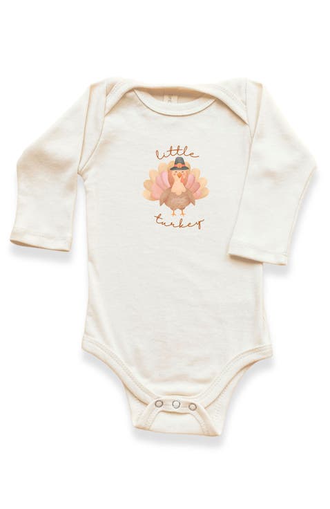Little Turkey Graphic Organic Bodysuit Long Sleeve