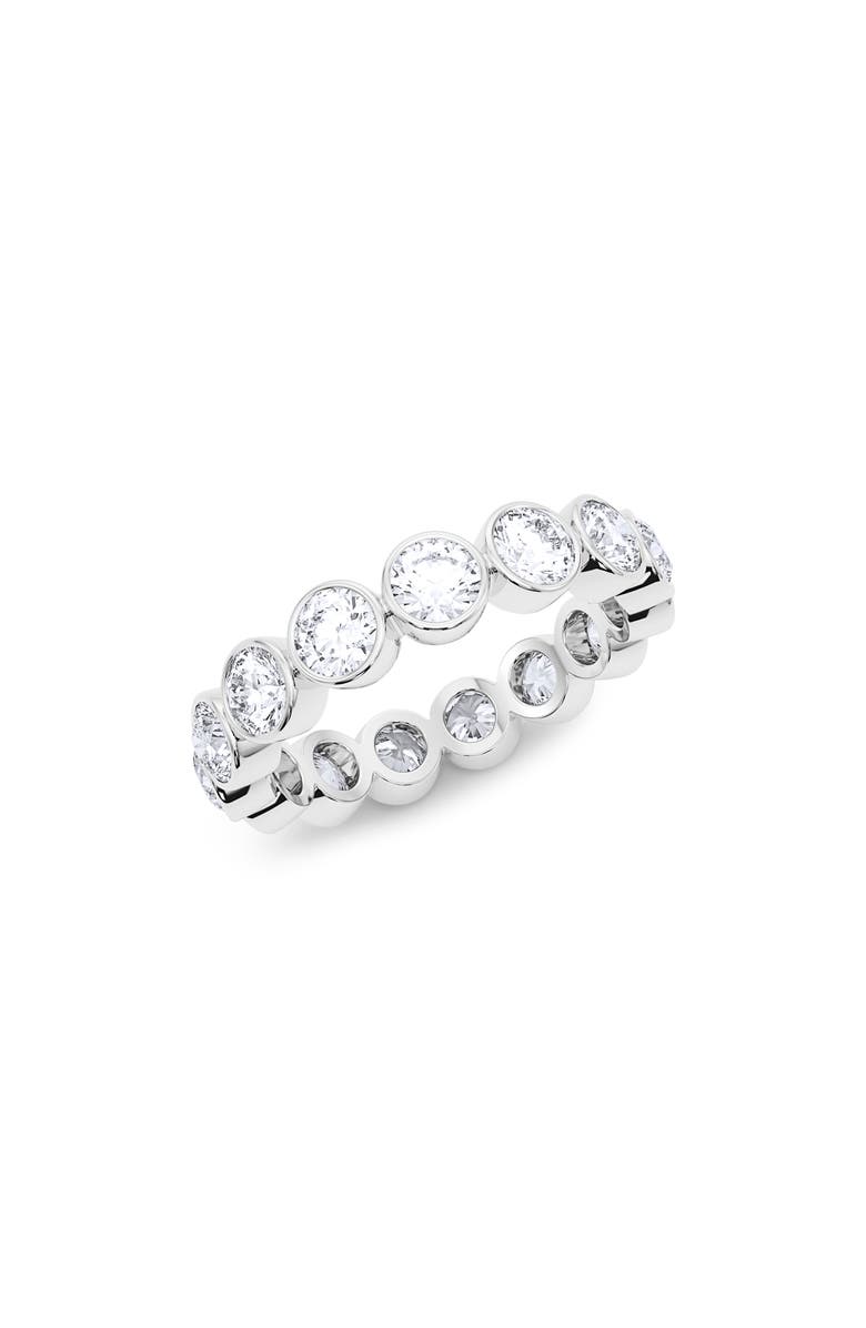 HauteCarat Round Cut Lab Created Diamond Eternity Ring, Main, color, 18K White Gold
