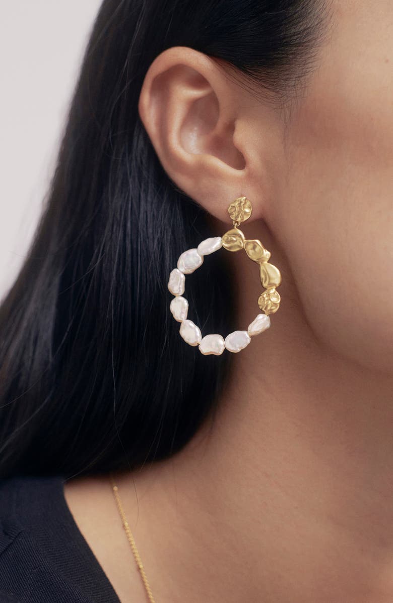 Monica Vinader Nugget & Keshi Pearl Frontal Hoop Earrings, Alternate, color, 