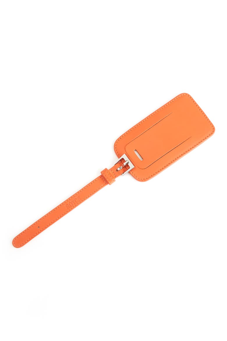 Leather Luggage Tag, Alternate, color, ORANGE