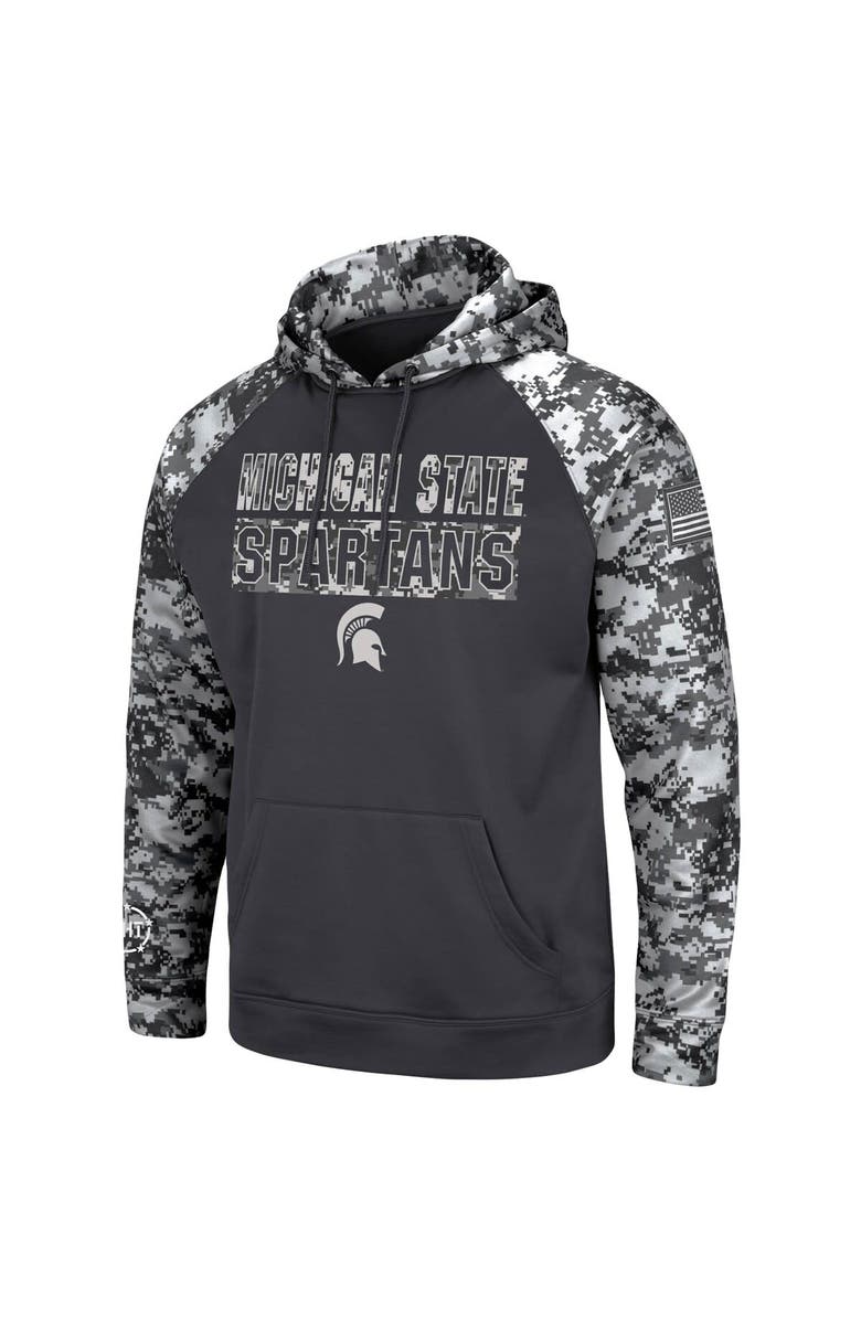 COLOSSEUM Men's Colosseum Charcoal Michigan State Spartans OHT Military Appreciation Digital Camo Pullover Hoodie, Alternate, color, 