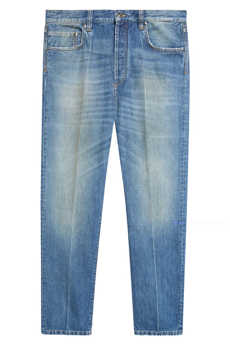 Distressed Straight Leg Jeans, Main, color, MEDIUM BLUE
