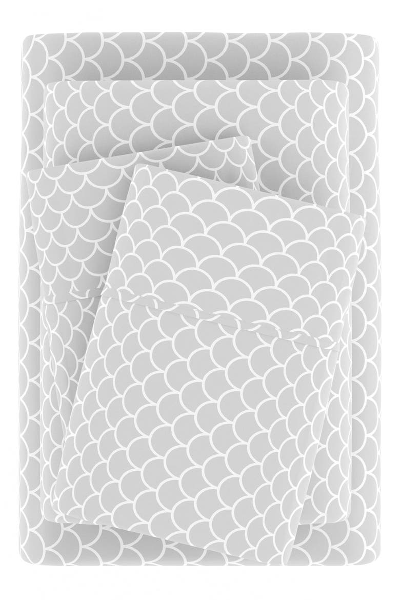 Premium Ultra Soft Scallops Pattern 4-Piece Bed Sheet Set, Alternate, color, GRAY