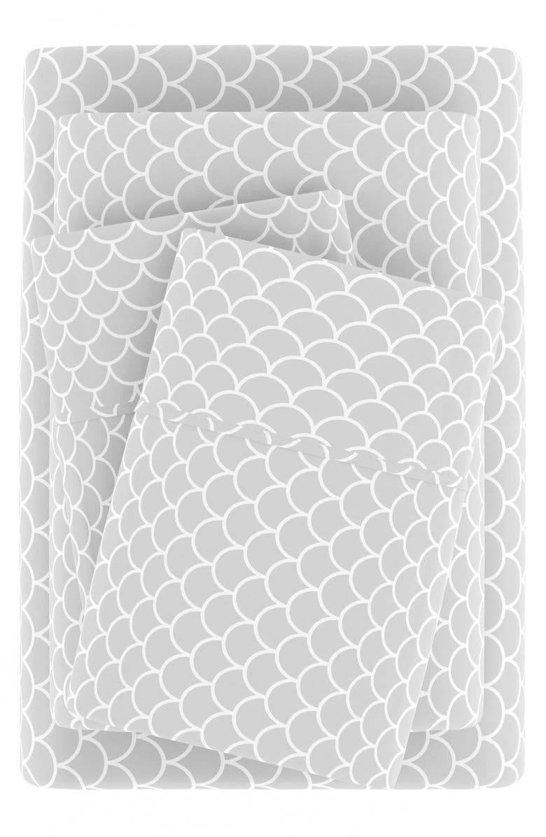 HOMESPUN Premium Ultra Soft Scallops Pattern 4-Piece Bed Sheet Set, Alternate, color, Gray