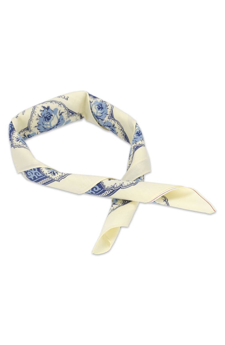 Fortela Floral Print Cotton Bandana, Alternate, color, Cream
