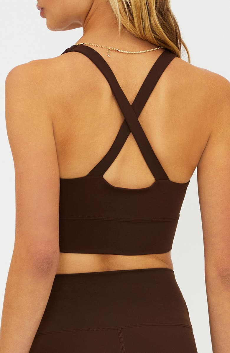 Beach Riot Mindy Ruched Racerback Sports Bra, Alternate, color, Chestnut