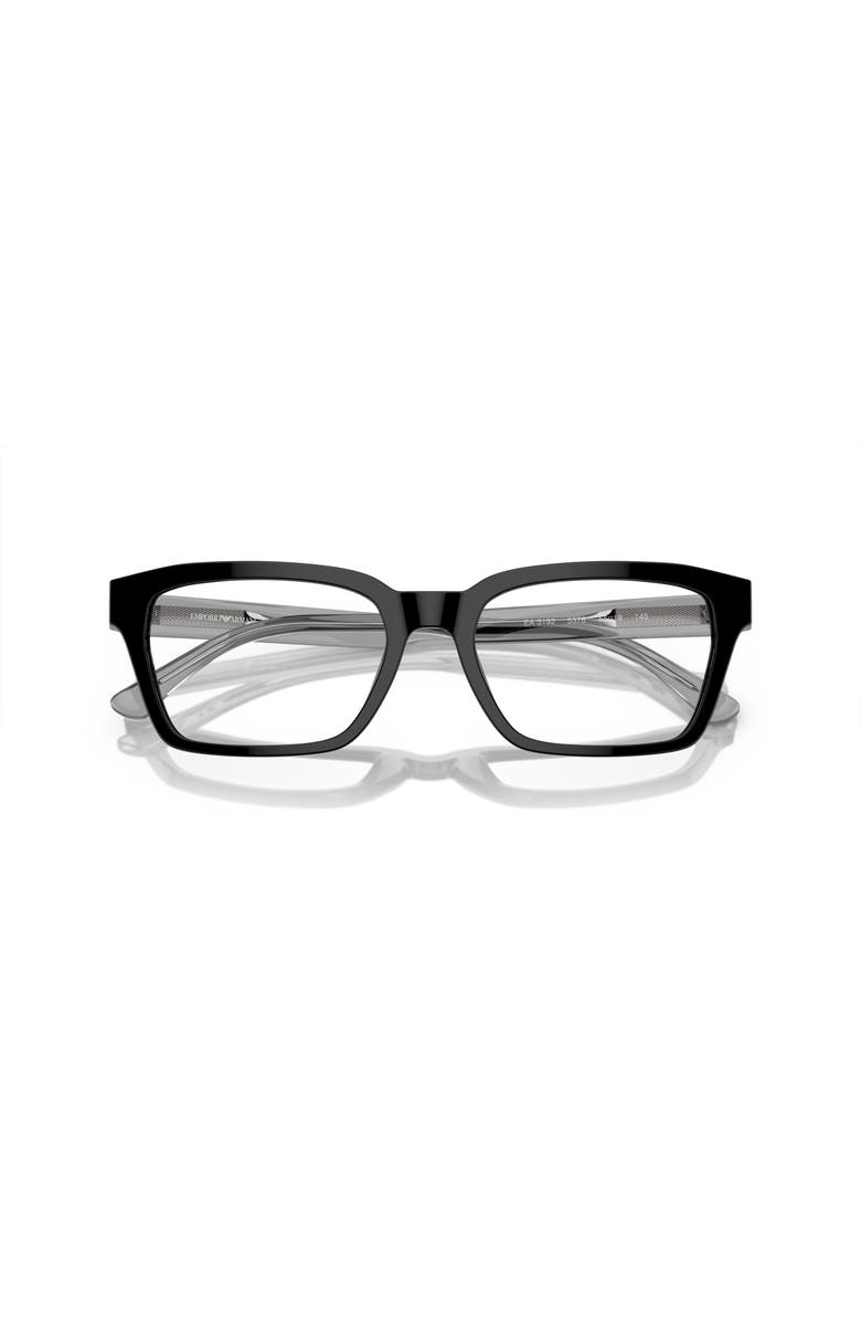 Emporio Armani 53mm Rectangle optical glasses, Alternate, color, Black