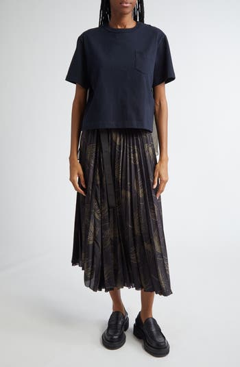 「SACAI」PLEATED FLORAL-PRINT SATIN MIDI SKIRT SACAI Pleated floral-print satin midi skirt | NET-A-PORTER