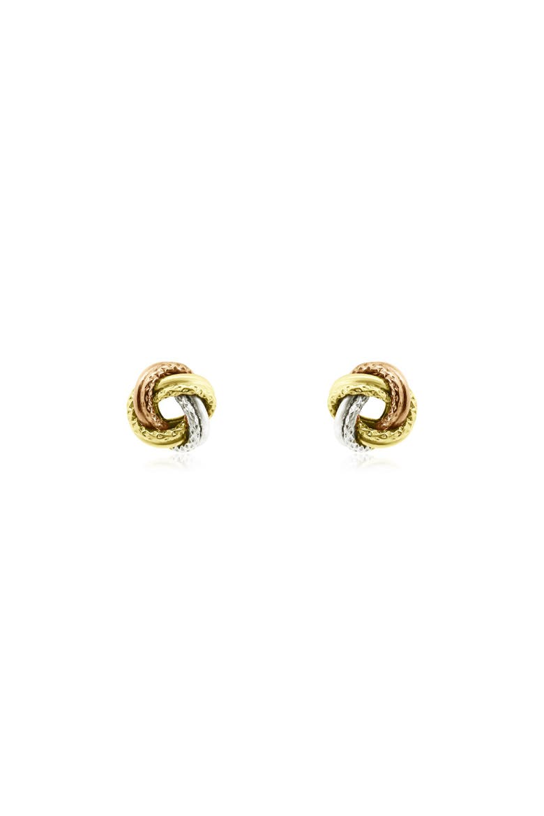 Tri-Color Knot Screw Back Stud Earrings, Alternate, color, Gold