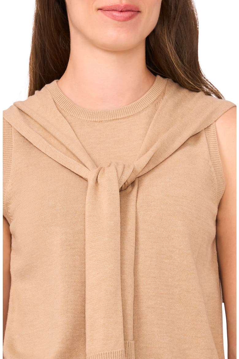 Shoulder Wrap Detail Sleeveless Sweater, Alternate, color, NOMAD CAMEL