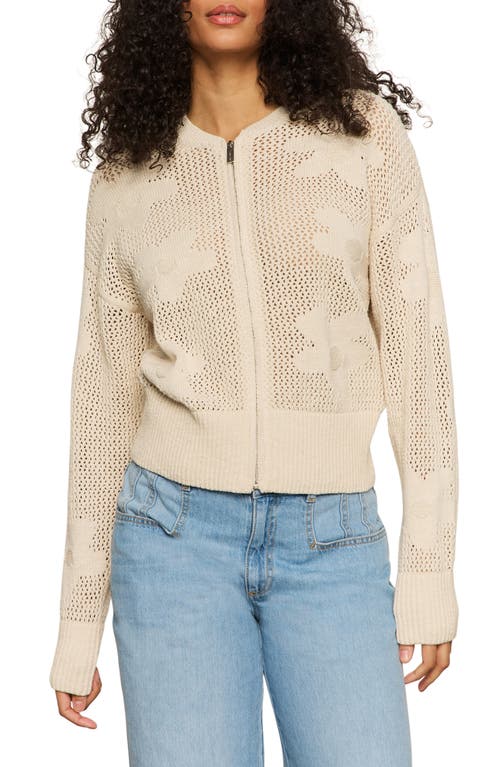 Sanctuary Flower Pop Cotton Zip Cardigan In Eco Natural