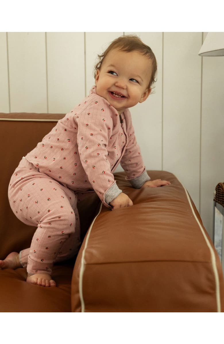 MiniMoi 2 Piece Baby and Toddler Reversible 100% Cotton Pointelle Snap-Up Top and Pants Set, Alternate, color, Pink