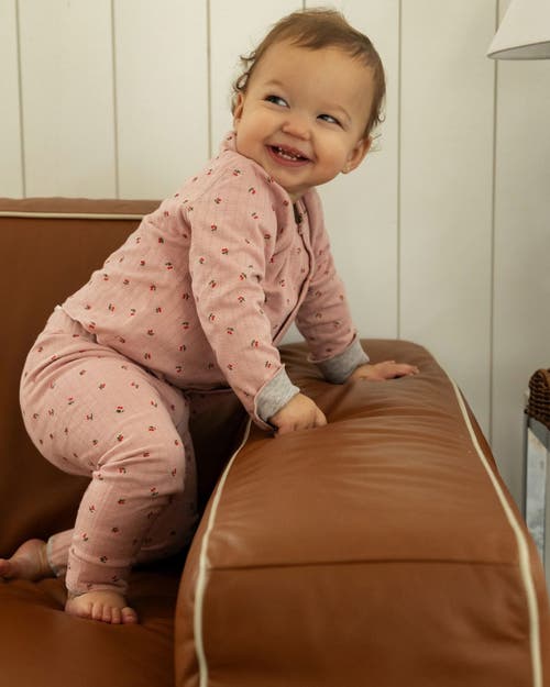 Minimoi 2 Piece Baby And Toddler Reversible 100% Cotton Pointelle Snap-up Top And Pants Set In Pink