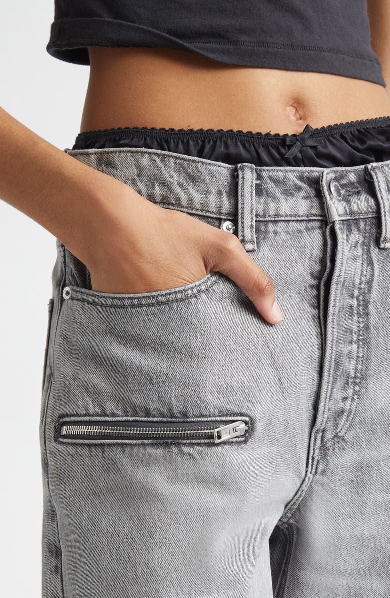 Alexander Wang Silk Prestyle Float Barrel Leg Jeans, Alternate, color, Washed Grey