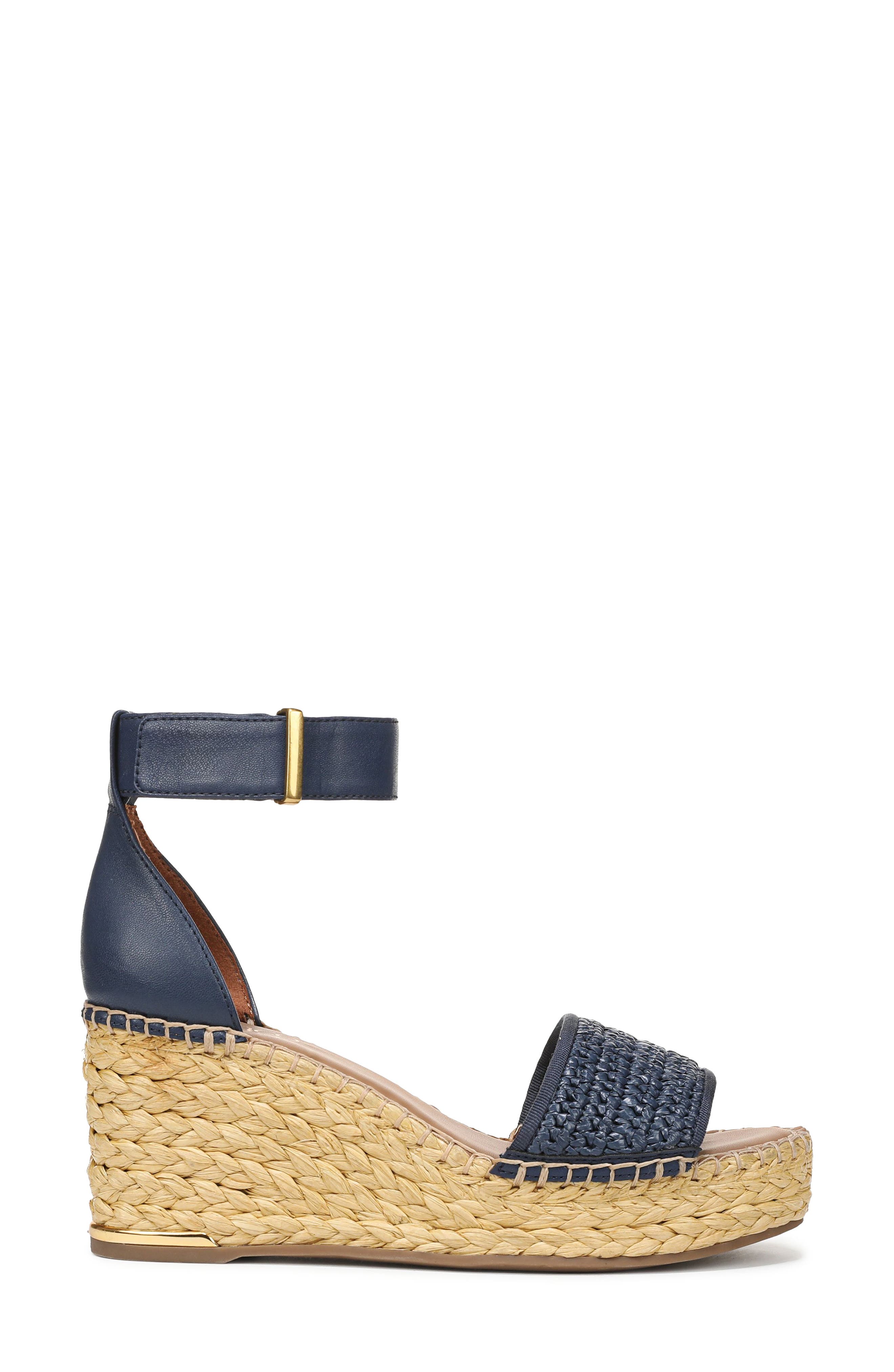 Clemens Ankle Strap Wedge Sandal, Alternate, color, NAVY