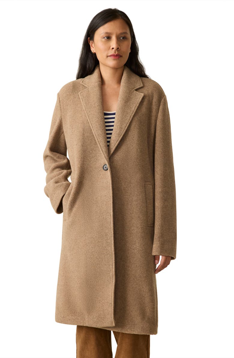 Faherty The Atlantic Wool Blend Knit Coat, Alternate, color, Cappuccino