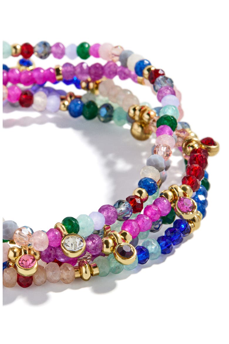 Indya Assorted 5-Pack Semiprecious Stone Bracelets, Alternate, color, PINK MULTI