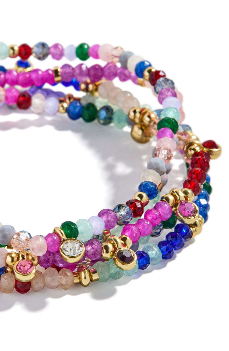 BaubleBar Indya Assorted 5-Pack Semiprecious Stone Bracelets, Alternate, color, Pink Multi