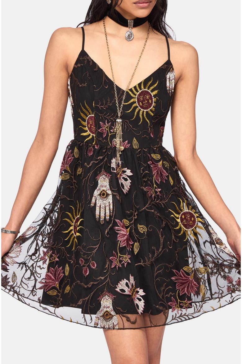 Angela Folk Embroidered Cami Dress, Main, color, Black
