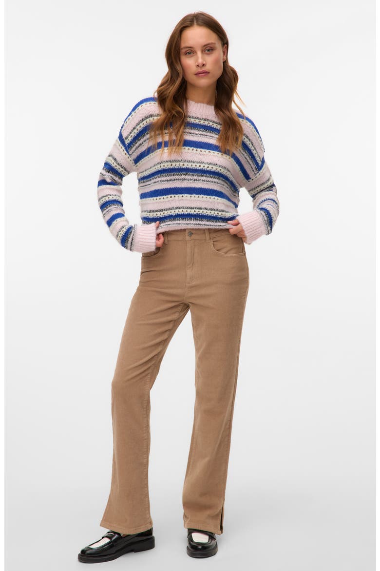Lenora Stripe Pointelle Sweater, Alternate, color, PINK DOGWOOD DETAIL