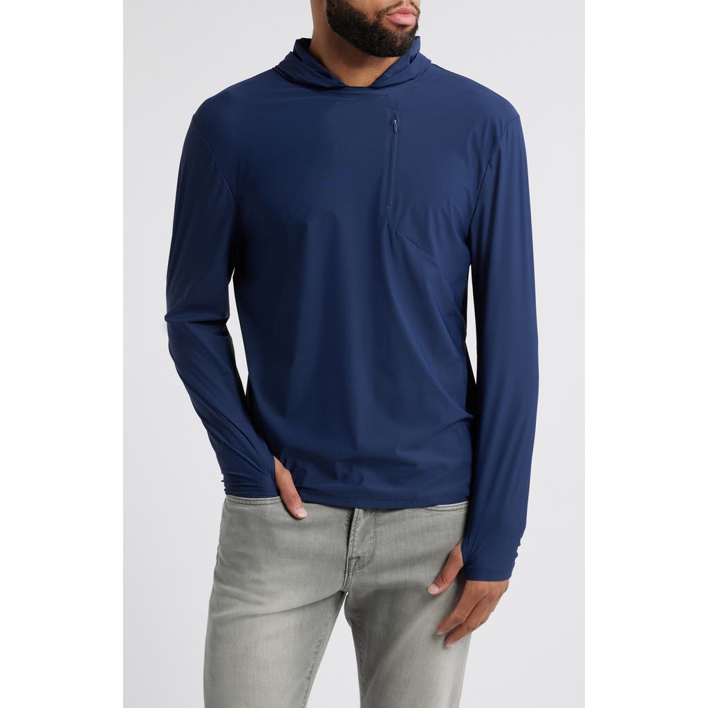 Johnnie-o Maxwell Hooded Long Sleeve T-shirt In Navy