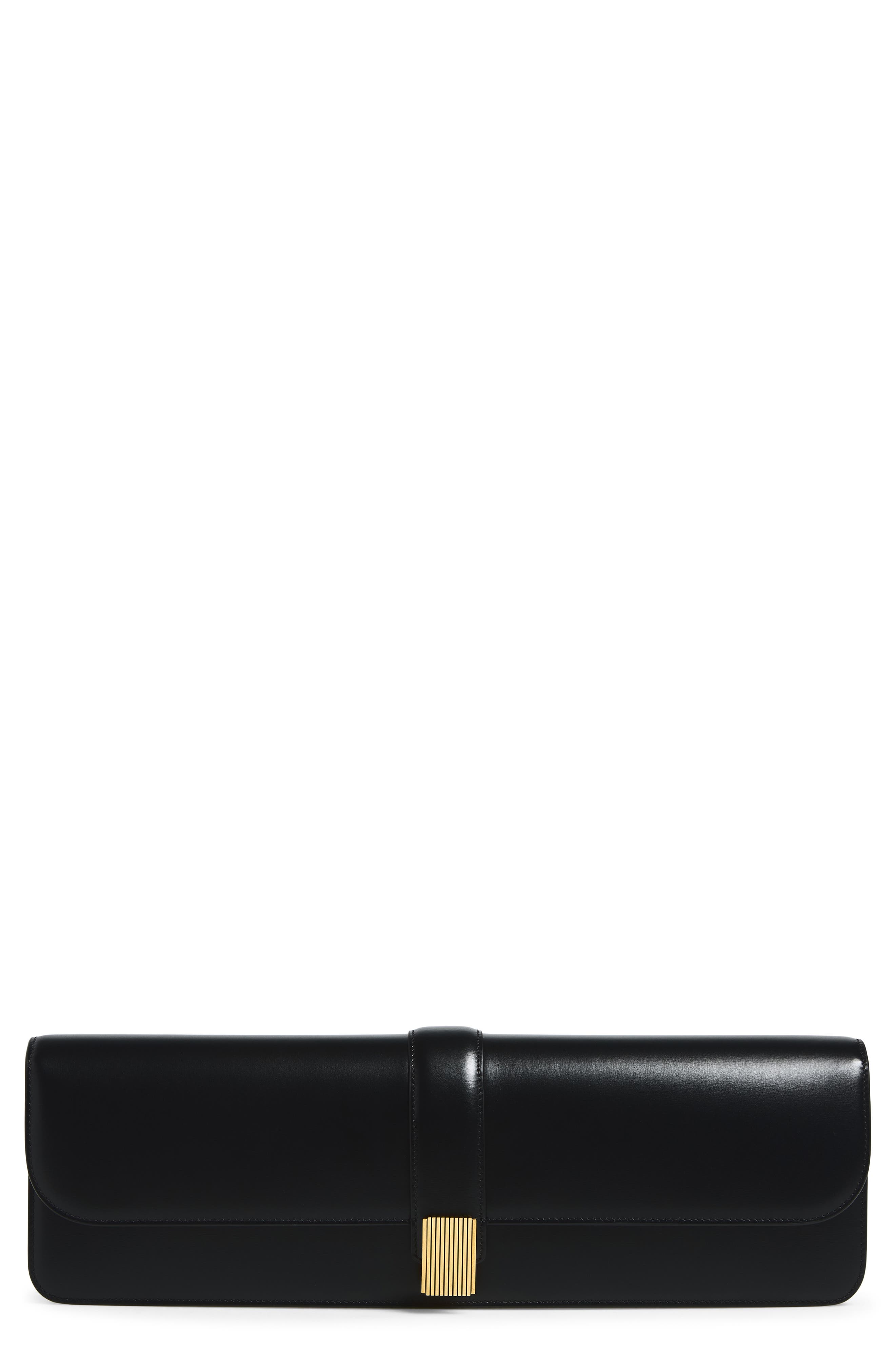 Blake Long Leather Clutch, Main, color, BLACK