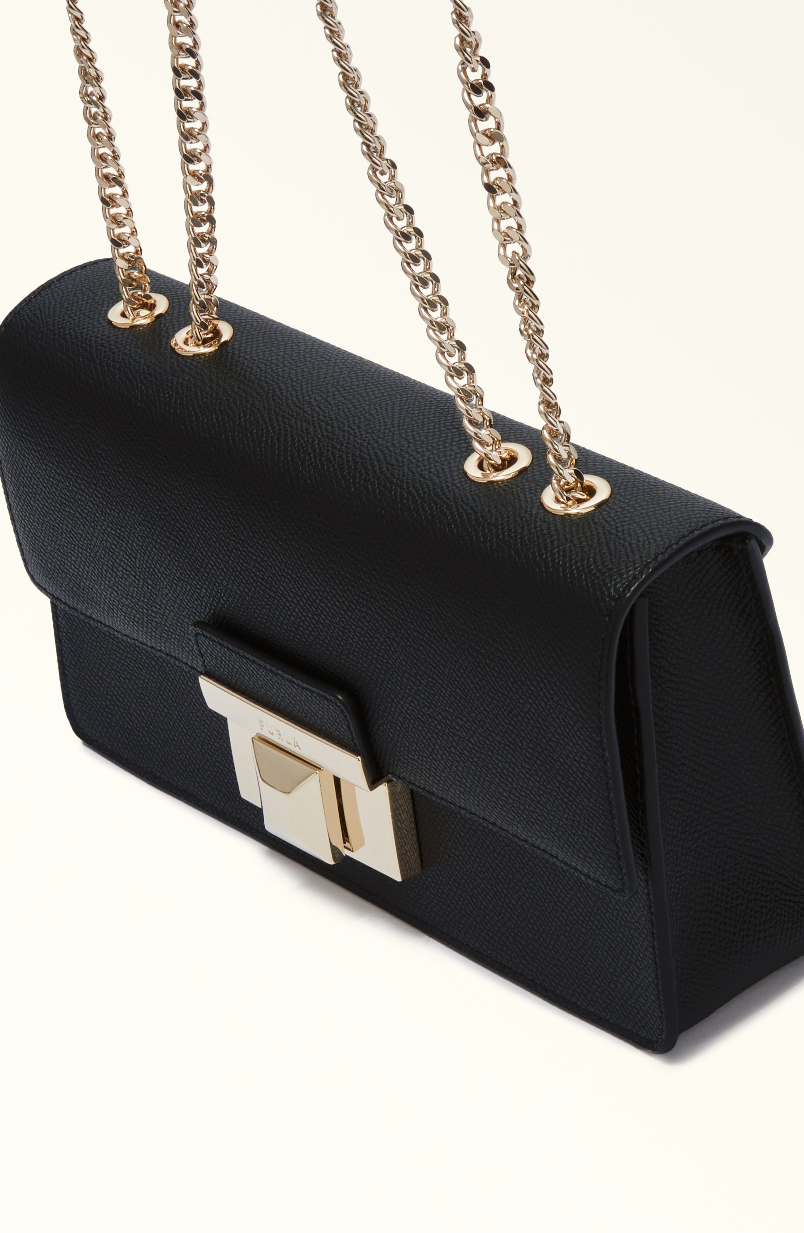 Furla Venere Convertible Leather Shoulder Bag, Alternate, color, Nero