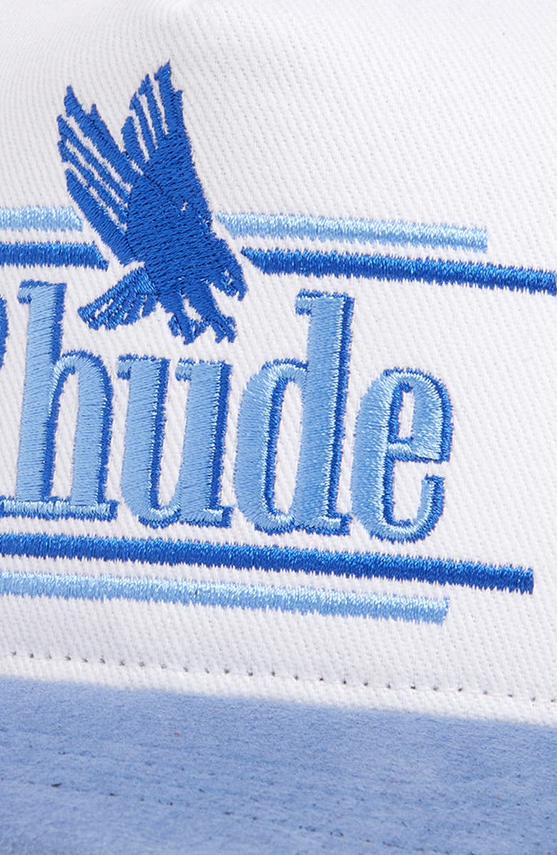 Rhude Rossa Logo Embroidered Twill Baseball Cap, Alternate, color, Blue / White