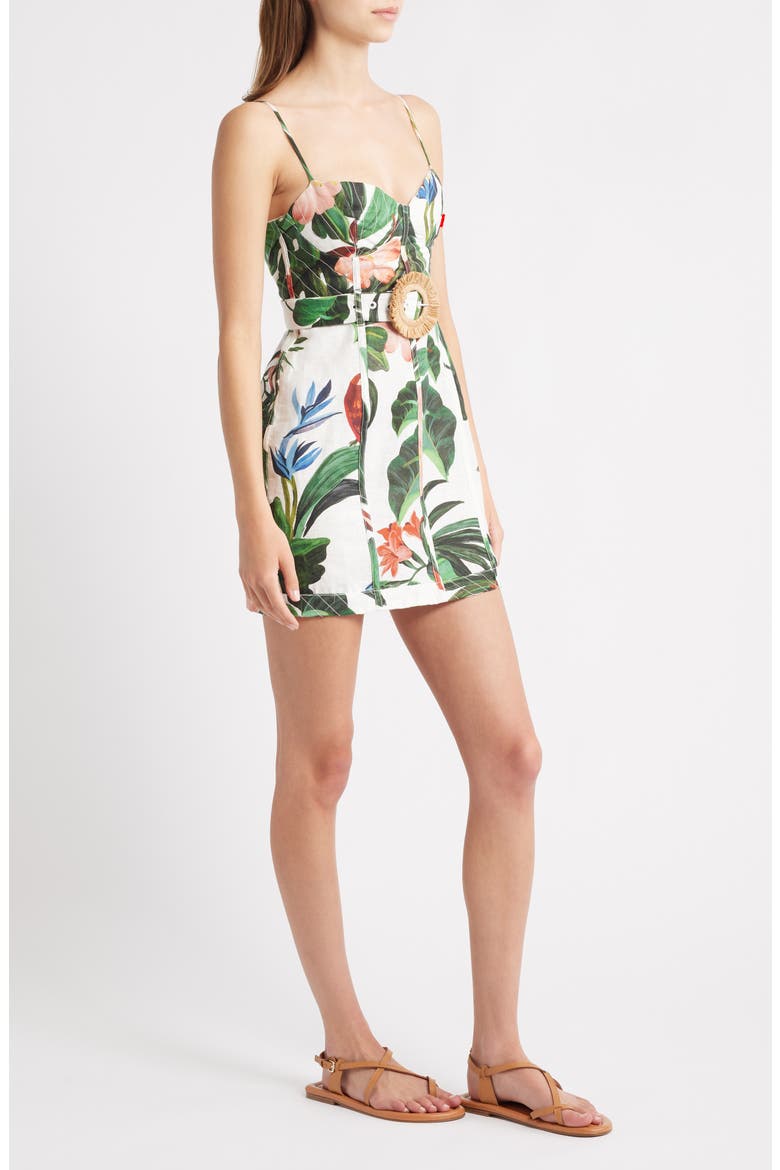 Midnight McCaw Fiesta Floral Linen Blend Mini Dress, Alternate, color, OFF-WHITE