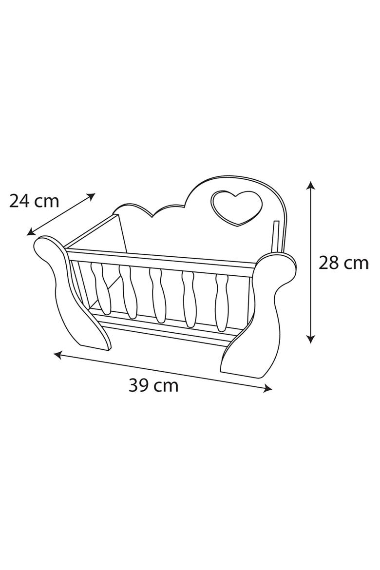 Wooden Baby Doll Cradle, Pink Purple White, Fits Up to 18 Inches, Alternate, color, Multicolored