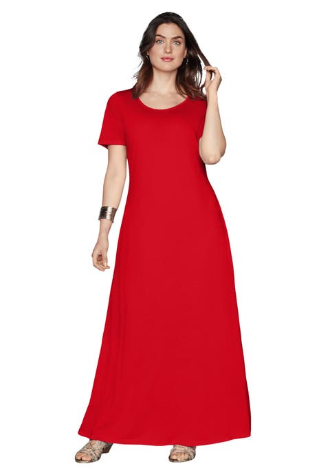 Petite Stretch Cotton T-Shirt Maxi Dress (Plus Available)