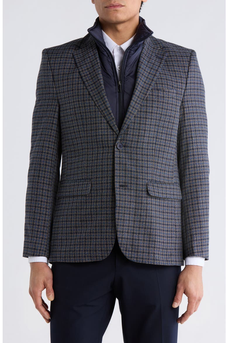 Knit Blazer with Removable Bib, Main, color, NAVY
