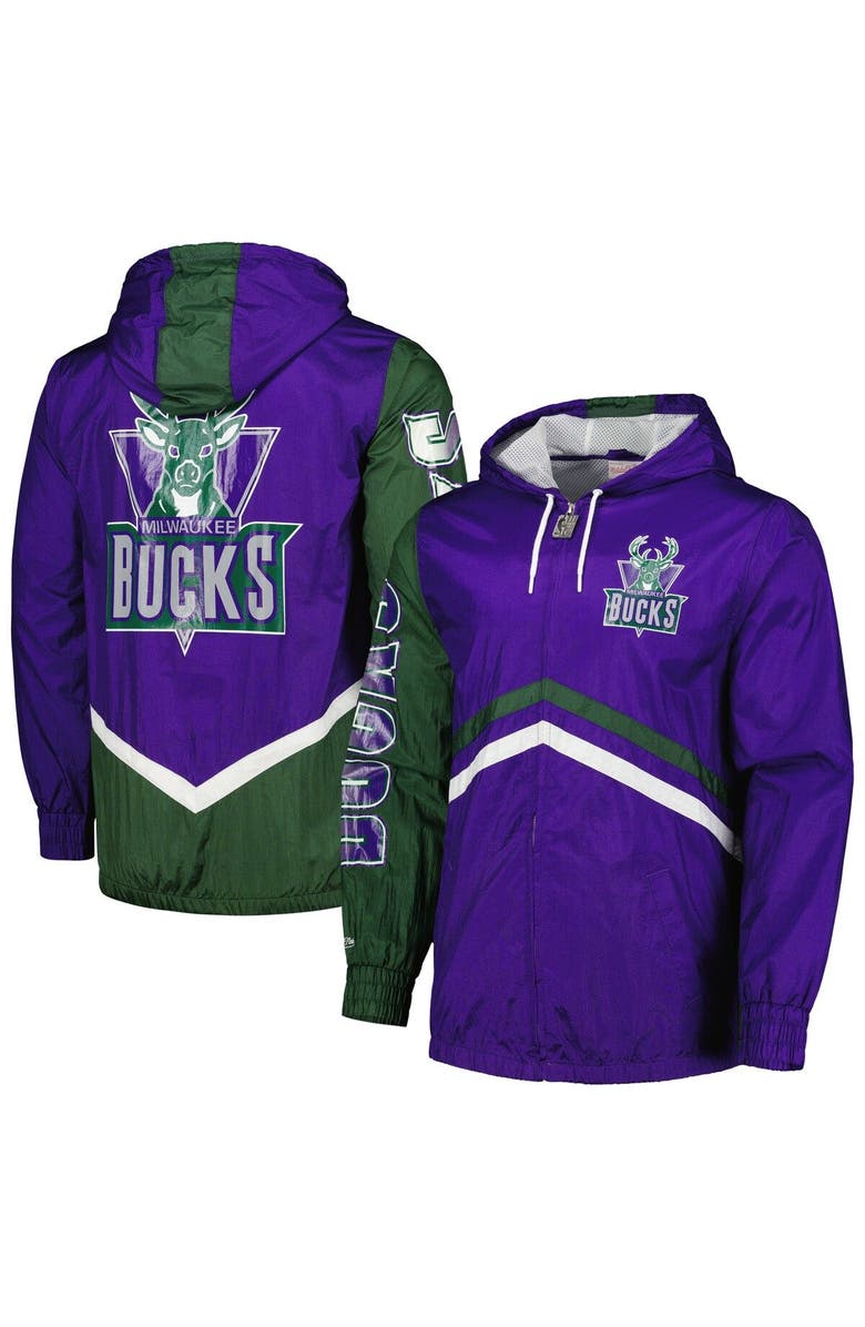 Mitchell & Ness Men's Mitchell & Ness Purple Milwaukee Bucks Undeniable Full-Zip Windbreaker Jacket, Alternate, color, 
