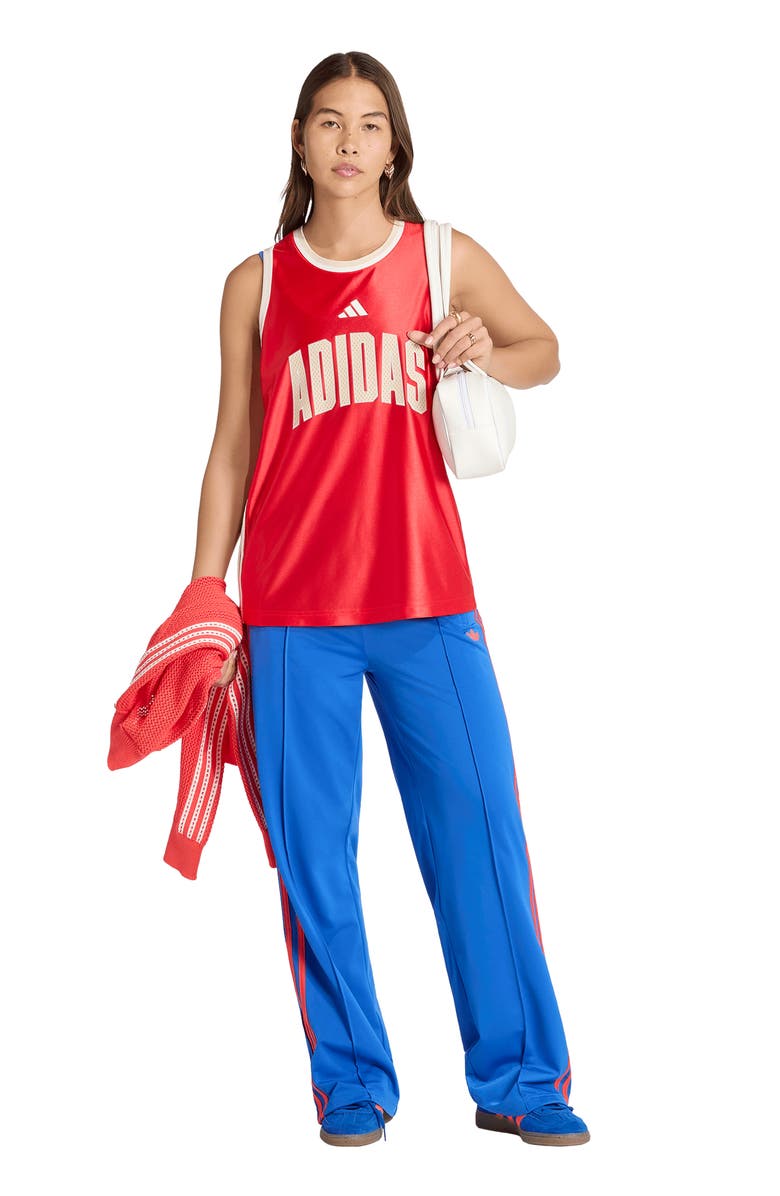 adidas Originals Firebird Recycled Polyester Track Pants, Alternate, color, Blue/ Semi Lucid Red