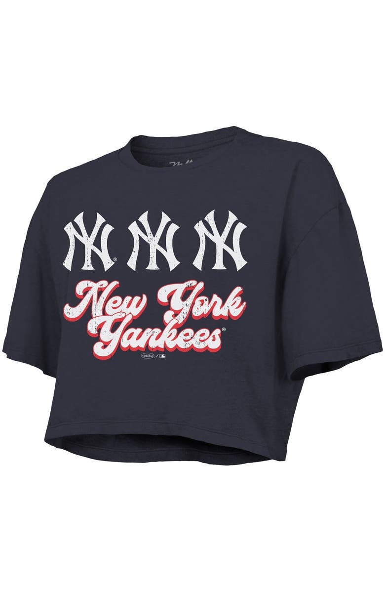 Majestic Threads Women's Majestic Threads Navy New York Yankees Boxy Crop T-Shirt, Alternate, color, Navy