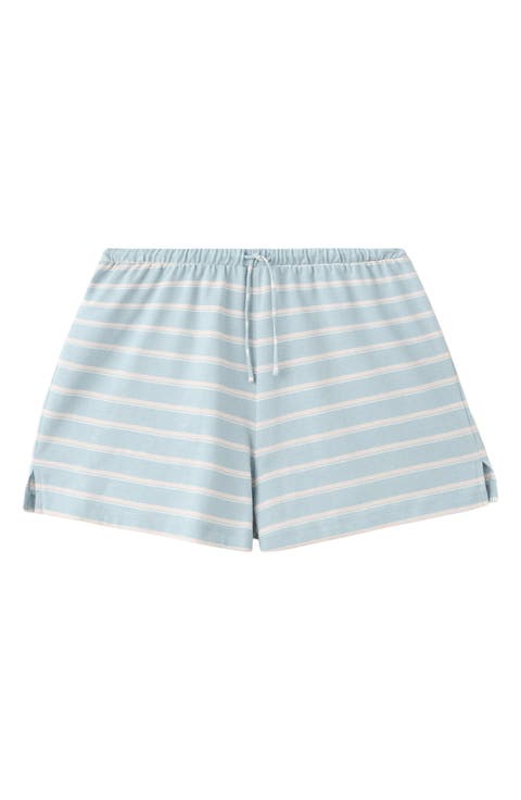 Stripe Cotton Pajama Shorts