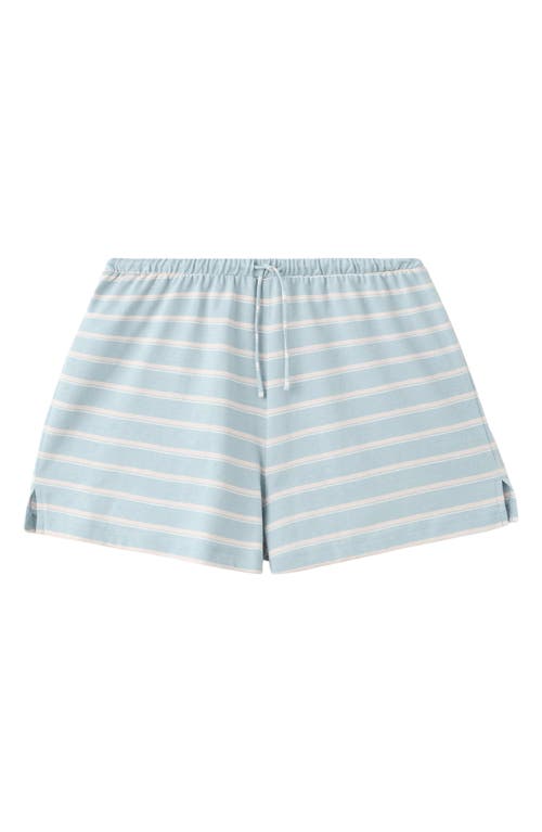 Mango Stripe Cotton Pajama Shorts In Blue